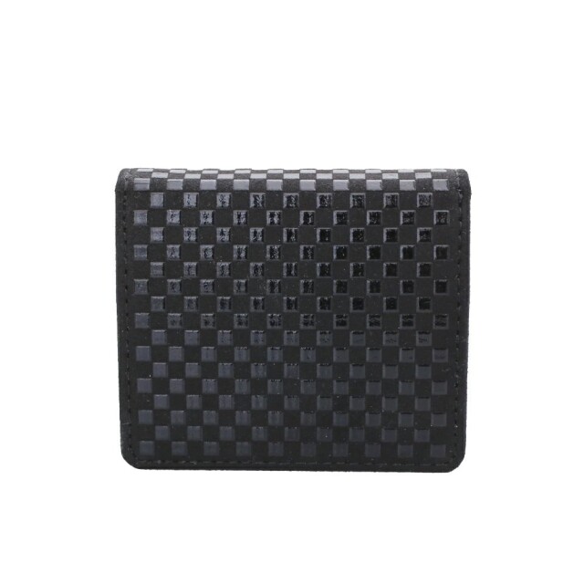 日本製 印伝/INDENYA/印傳屋 小銭入れ/コインケース/財布/ウォレット いにしえ 黒/ブラック ボックス型 ボタン 7651-IY26