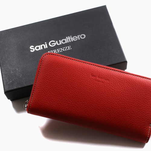 イタリア製 Sani Gualtiero レザー 長財布 ウォレット 男女兼用 レッド 7790-SG21