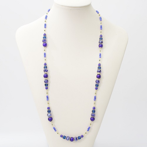 イタリア製 ＜INES design＞ ソフィシカート・ブルー・ロング・ネックレス　7819-IN20