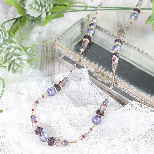 イタリア製 ＜INES design＞ ソフィシカート・ヴィオラ・ロング・ネックレス　7820-IN20