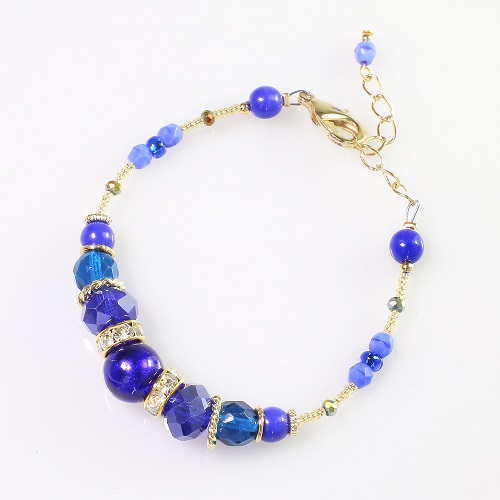 イタリア製 ソフィシカート・ブルー・ブレスレット ベネチアンガラス  7823-IN20