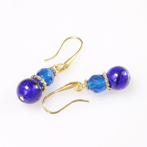 イタリア製 ＜INES design＞ ソフィシカート・ブルー・ピアス 7825-IN20
