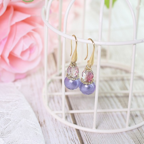 イタリア製 ＜INES design＞ ソフィシカート・ヴィオラ・ピアス 7826-IN20