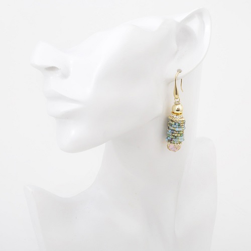 イタリア製 ベネリアンガラス ピアス <INES design> ベルデ・タンブロ・ピアス 7827-IN20