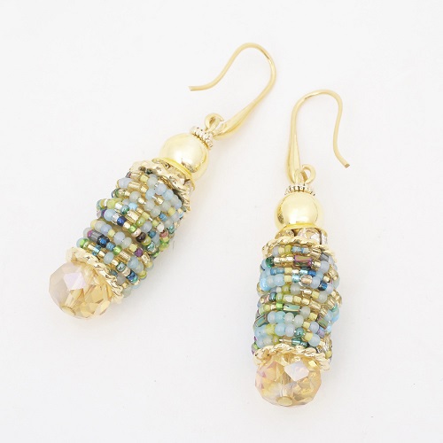 イタリア製 ベネリアンガラス ピアス <INES design> ベルデ・タンブロ・ピアス 7827-IN20