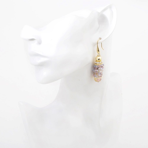 イタリア製 ベネリアンガラス ピアス <INES design> ローザ・タンブロ・ピアス 7828-IN20