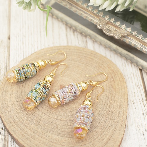 イタリア製 ベネリアンガラス ピアス <INES design> ローザ・タンブロ・ピアス 7828-IN20