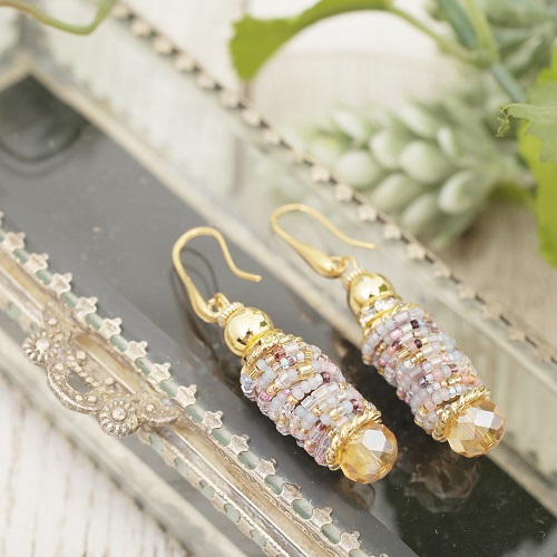 イタリア製 ベネリアンガラス ピアス <INES design> ローザ・タンブロ・ピアス 7828-IN20