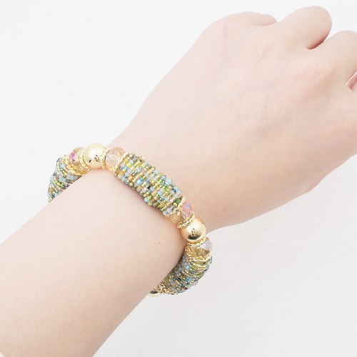 イタリア製 ベネリアンガラス ブレスレット <INES design> ベルデ・タンブロ・ブレスレット 7829-IN20