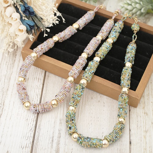 イタリア製 ベネリアンガラス ネックレス <INES design>ベルデ・タンブロ・ネックレス 7831-IN20