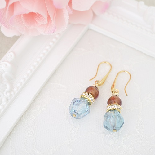 イタリア製 ベネリアンガラス ピアス <INES design>マロブロ・バリーレ・ピアス 7833-IN20