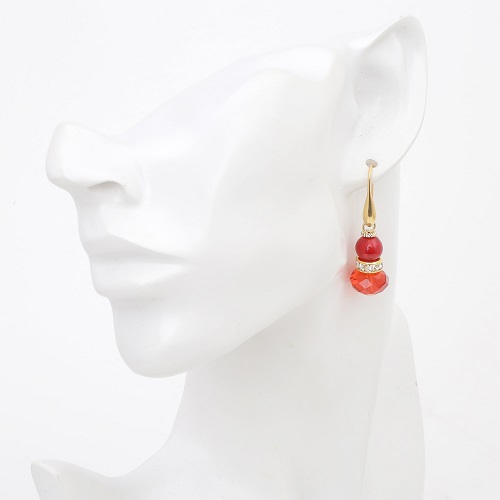 イタリア製 ベネリアンガラス ピアス <INES design>ロッソ・バリーレ・ピアス 7834-IN20