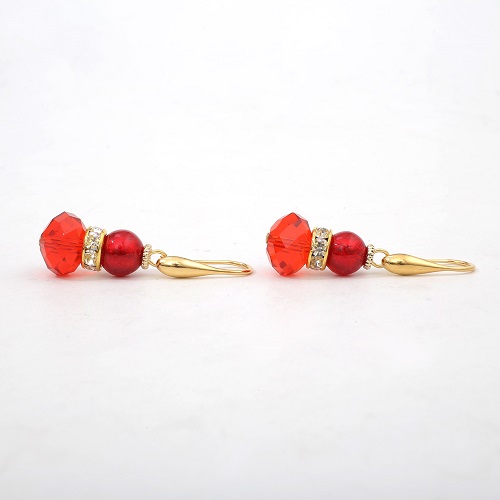 イタリア製 ベネリアンガラス ピアス <INES design>ロッソ・バリーレ・ピアス 7834-IN20