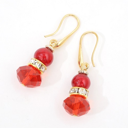 イタリア製 ベネリアンガラス ピアス <INES design>ロッソ・バリーレ・ピアス 7834-IN20