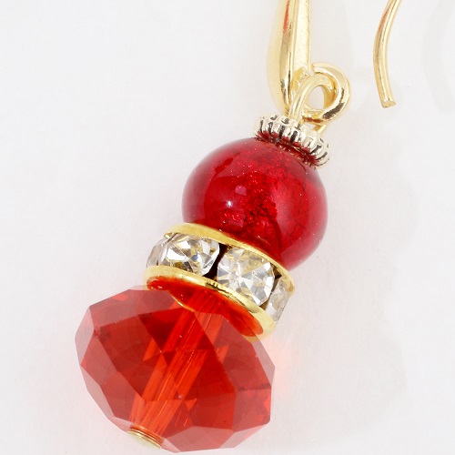 イタリア製 ベネリアンガラス ピアス <INES design>ロッソ・バリーレ・ピアス 7834-IN20