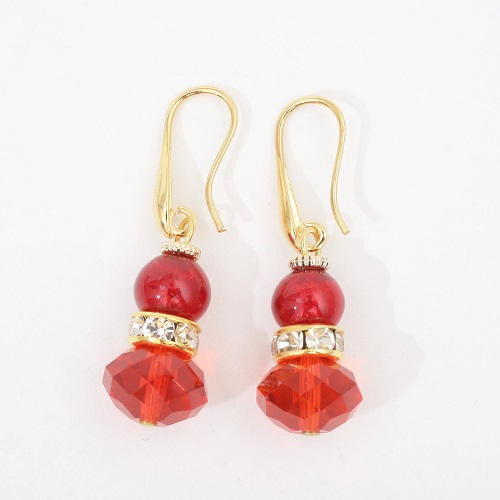 イタリア製 ベネリアンガラス ピアス <INES design>ロッソ・バリーレ・ピアス 7834-IN20