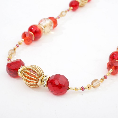 イタリア製 ベネリアンガラス ネックレス <INES design>ロッソ・バリーレ・ネックレス 7838-IN20