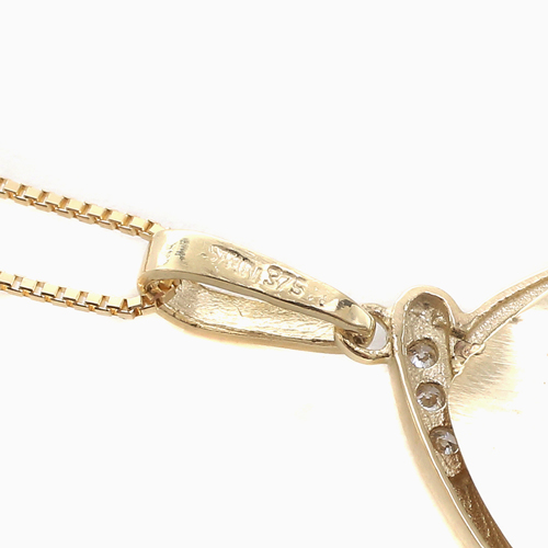 スペイン製 9金　ペンダント 18金 スライド式ベネチアンチェーン ダイヤモンド 7861-CV20