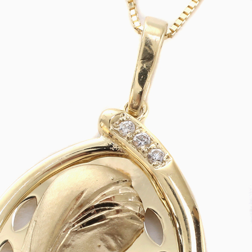 スペイン製 9金　ペンダント 18金 スライド式ベネチアンチェーン ダイヤモンド 7861-CV20