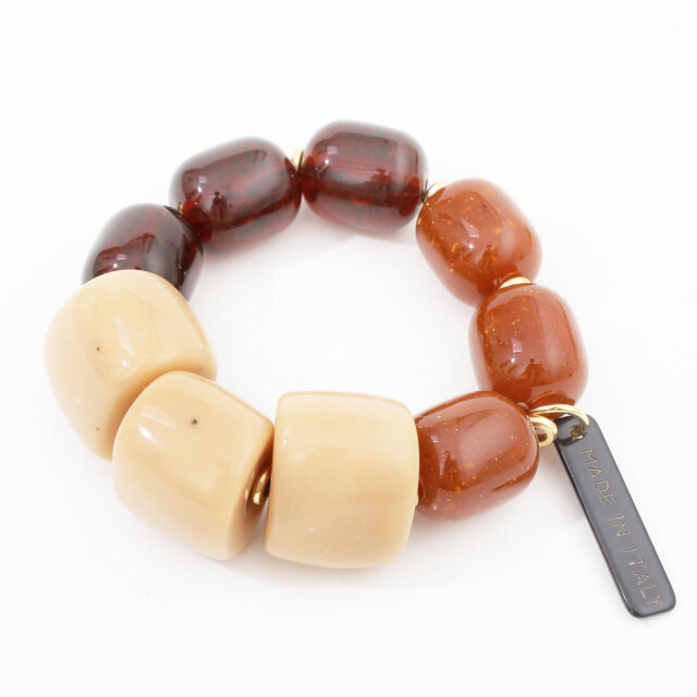 イタリア製 MABEL アクリル樹脂 ブラスレット ブラウン ハンドメイド 7907-MB19