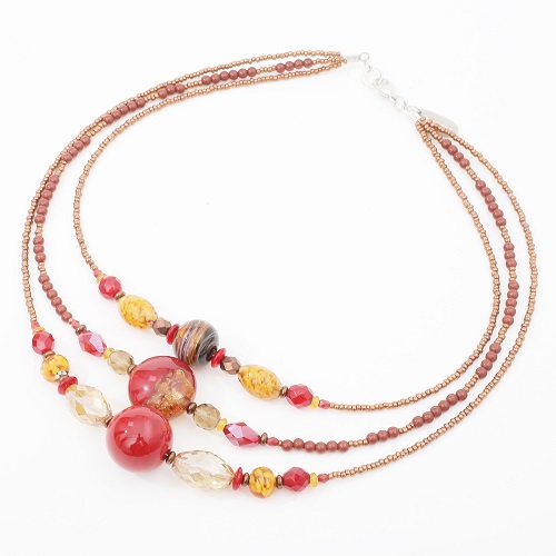 イタリア製 アヴェ・カプリース ベネチアンガラス ネックレス トリプルチェ・ネックレス 7918-AV20