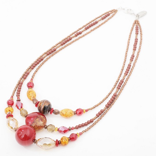 イタリア製 アヴェ・カプリース ベネチアンガラス ネックレス トリプルチェ・ネックレス 7918-AV20