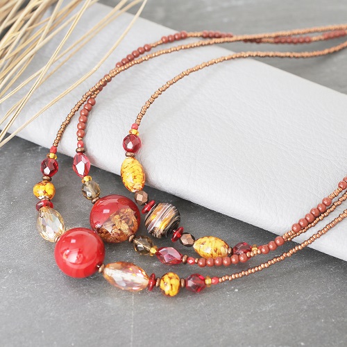 イタリア製 アヴェ・カプリース ベネチアンガラス ネックレス トリプルチェ・ネックレス 7918-AV20