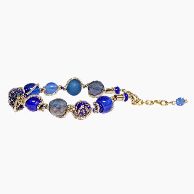 イタリア製＜INES design＞ ピアネータ・ブレスレット ダークブルー　7942-IN19