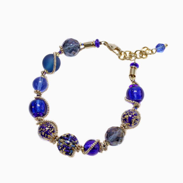 イタリア製＜INES design＞ ピアネータ・ブレスレット ダークブルー　7942-IN19