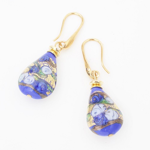 イタリア製 ＜INES design＞ ゴルチェ・ブルー・ピアス　7961-IN19