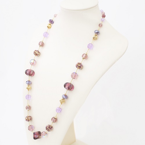 イタリア製 ＜INES design＞ シニョーラ・パープル・ネックレス　7973-IN19
