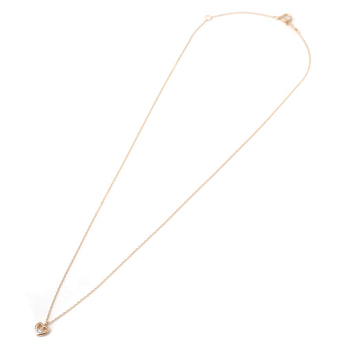 10金 K10PG ピンクゴールド ネックレス アズキチェーン ペンダント ハート ダイヤモンド 8000-UK18