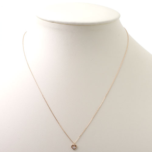 10金 K10PG ピンクゴールド ネックレス アズキチェーン ペンダント ハート ダイヤモンド 8000-UK18