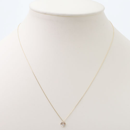 10金 K10YG イエローゴールド ネックレス アズキチェーン ペンダント ハート ダイヤモンド 8001-UK18