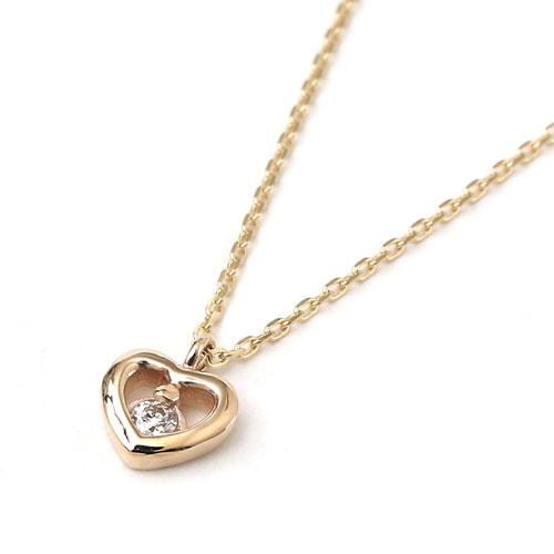 10金 K10YG イエローゴールド ネックレス アズキチェーン ペンダント ハート ダイヤモンド 8001-UK18