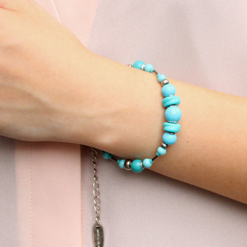 ベネチアンガラス ブレスレット ターコイズカラー ベネチアングラス　927-NV09