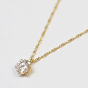 【送料無料】【日本製】18金/K18 イエローゴールド ネックレス/ペンダント キュービックジルコニア/0.5ct スクリュー/チェーン　1278-PG13