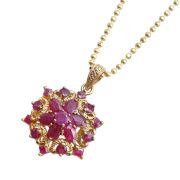 PRANDA【プランダ社】ruby ルビー silver シルバー 925 SV925 カットボールチェーン付き ゴールド仕上げ ペンダント ネックレス 宝石 誕生石 天然石 合計2.9ct 1450-PS10