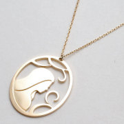 10金 イエローゴールド マリア プレート ペンダント アズキチェーン付　2242-PG15