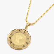 【送料無料】【日本製】純金/K24/24K コイン/金貨(スイス製) 1.2g 1/25オンス ペンダント ネックレス エンジェル/天使 K18/18金枠 シルバー/SV925/ゴールド仕上げ カットロープチェーン付 3817-HG19