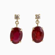 【送料無料】18金/K18 イエローゴールド ピアス/ルビーピアス パワーストーン/天然石 ルビー/Ruby ダイヤモンド/Diamond アンティーク調 鑑別カード付 プレゼント 3935-UK24
