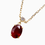 【送料無料】18金/K18 イエローゴールド ペンダント/ネックレス パワーストーン/天然石 ルビー/Ruby ダイヤモンド/Diamond アンティーク調 鑑別カード付 プレゼント 3936-UK24