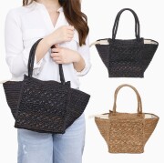 【送料無料】IVAHONA /イヴァオナ バッグ ハンドバッグ かごバッグ 鞄/BAG/かばん/カバン お出かけ サマーバッグ 春夏 ブラック ブラウン ラフィア コットン 編み込み 軽量 お洒落 かわいい レディース 記念日 お祝い 誕生日 プレゼント BETTY LOTUS 5763-IJ25