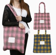 【PANKAJ/パンカジ】かばん カバン 鞄 BAG バッグ トートバッグ ふわふわバッグ 冬バッグ 秋冬 お出かけ ピンク グレー イエロー ブルー チェック チェック柄 アクリル ウール ナイロン5768-IJ25