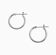 【送料無料】正規品 14金/K14 14k/K14WG ホワイトゴールド ピアス/フープピアス キャッチレス リングピアス 大きめピアス/1.5mm 15ｍｍ シンプル 両耳 オシャレピアス つけっぱなし スキンジュエリー 軽量 地金イヤーアクセ プレゼント 6153-UK24