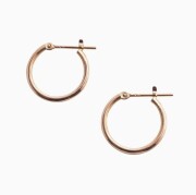 【送料無料】正規品 18金/K18 18k/K18PG ピンクゴールド ピアス/フープピアス キャッチレス リングピアス 大きめピアス/1.5mm 15ｍｍ シンプル 両耳 オシャレピアス つけっぱなし スキンジュエリー 軽量 地金イヤーアクセ プレゼント 6154-UK24