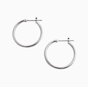 【送料無料】正規品 14金/K14 14k/K14WG ホワイトゴールド ピアス/フープピアス キャッチレス リングピアス 大きめピアス/1.5mm 20ｍｍ シンプル 両耳 オシャレピアス つけっぱなし スキンジュエリー 軽量 地金イヤーアクセ プレゼント 6157-UK24