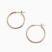 【送料無料】正規品 18金/K18 18k/K18PG ピンクゴールド ピアス/フープピアス キャッチレス リングピアス 大きめピアス/1.5mm 20ｍｍ シンプル 両耳 オシャレピアス つけっぱなし スキンジュエリー 軽量 地金イヤーアクセ プレゼント 6158-UK24