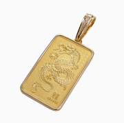 【送料無料】純金/K24/24金/PUREGOLD/99.99%/ゴールド インゴット/INGOT パースミント 1オンス/1oz ペンダントトップ/トップのみ ドラゴン/龍/辰 ダイヤモンド/0.03ct シンプル枠 18金/K18 35g 開運 お守り プレゼント 贈り物 レディース メンズ 6202-HG24