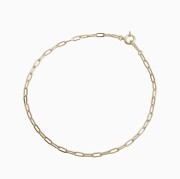 【送料無料】イタリア製 中空 ペーパー クリップ 18金 18K K18 ゴールド ブレスレット 18.5cm 小豆 角アズキ シンプル6205-MS26